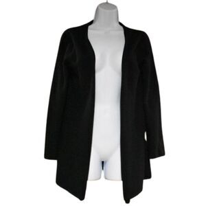 Cashmere Long Cardigan Sweater Size Small Black Open Front